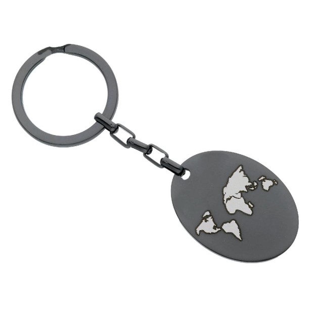 Portachiavi in acciaio pvd nero e mondo