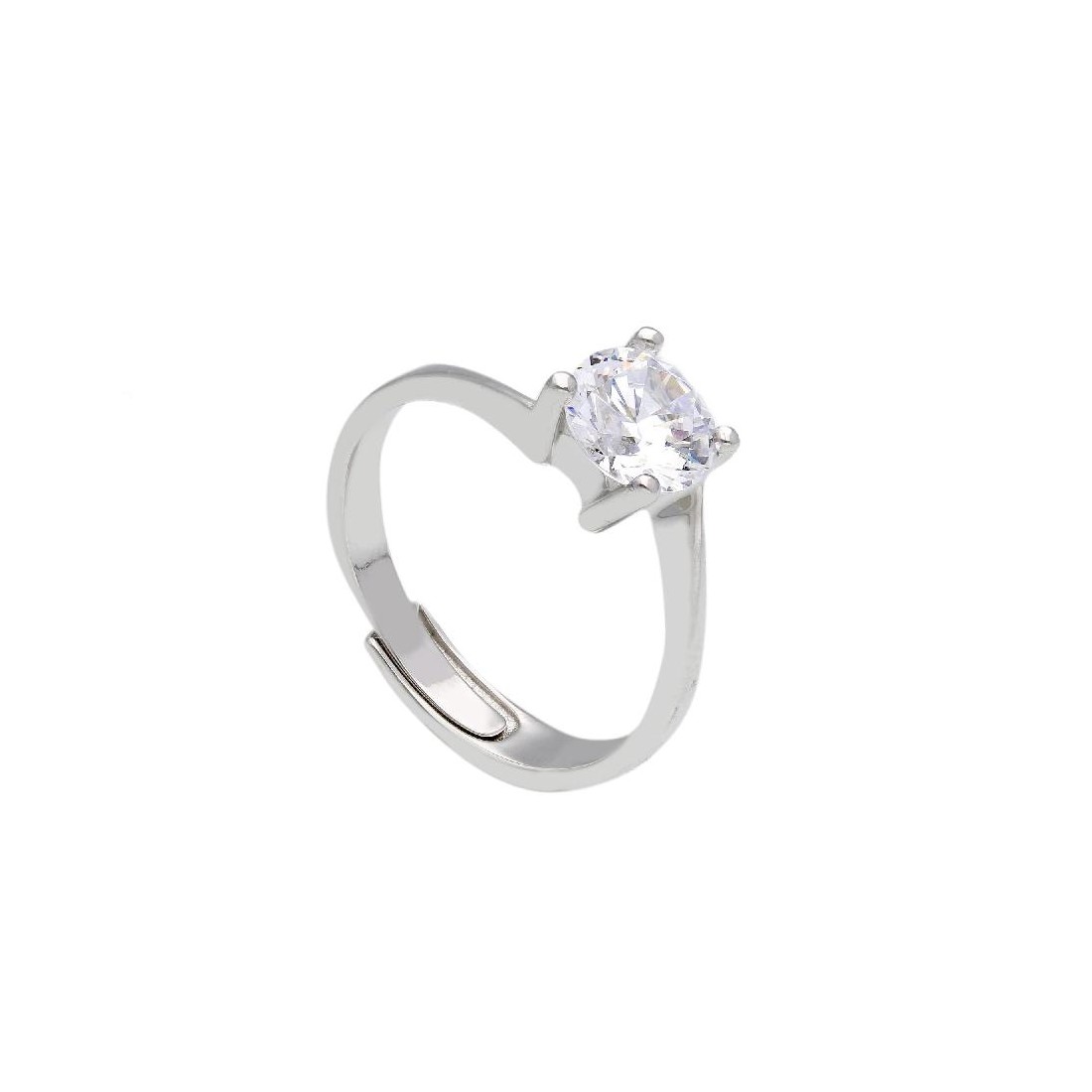 Anello solitario in argento 925/°°° e zirconia cubica