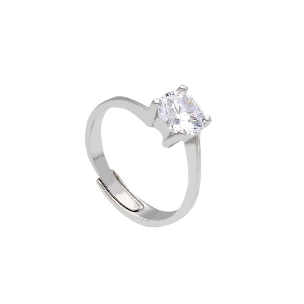 Anello solitario in argento 925/°°° e zirconia cubica