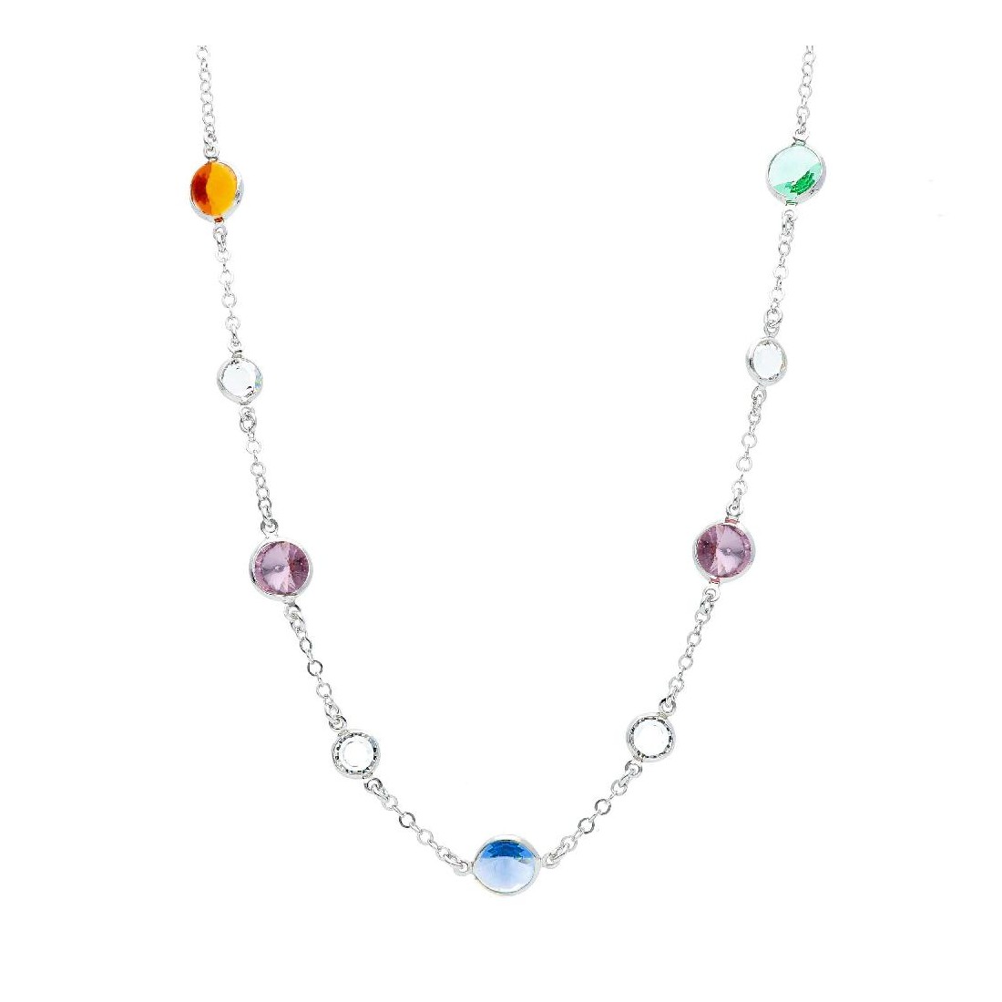 Girocollo in argento 925/ooo e cristallo artificiale multicolore
