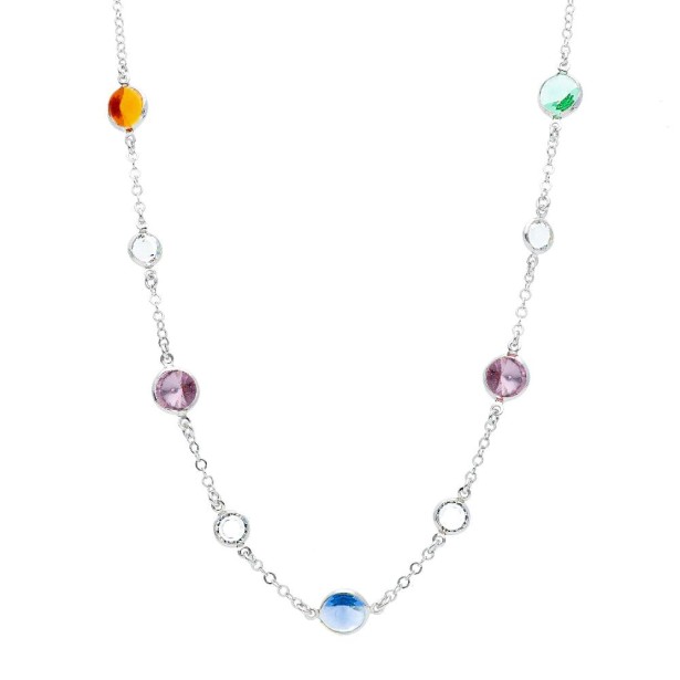 Girocollo in argento 925/ooo e cristallo artificiale multicolore