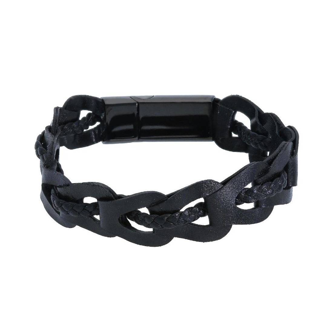 Bracciale in acciaio e pelle