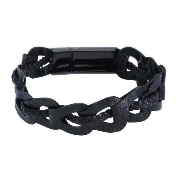 Bracciale in acciaio e pelle