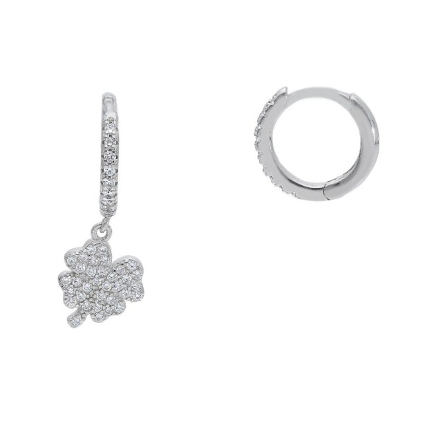 Orecchino cerchio in argento 925/°°° con quadrifoglio