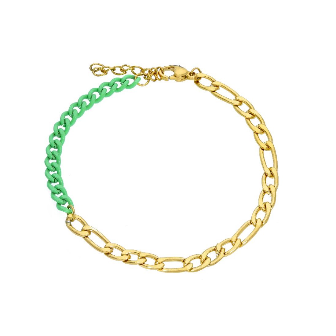 Bracciale in acciaio dorato e smalto