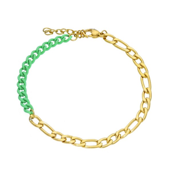 Bracciale in acciaio dorato e smalto