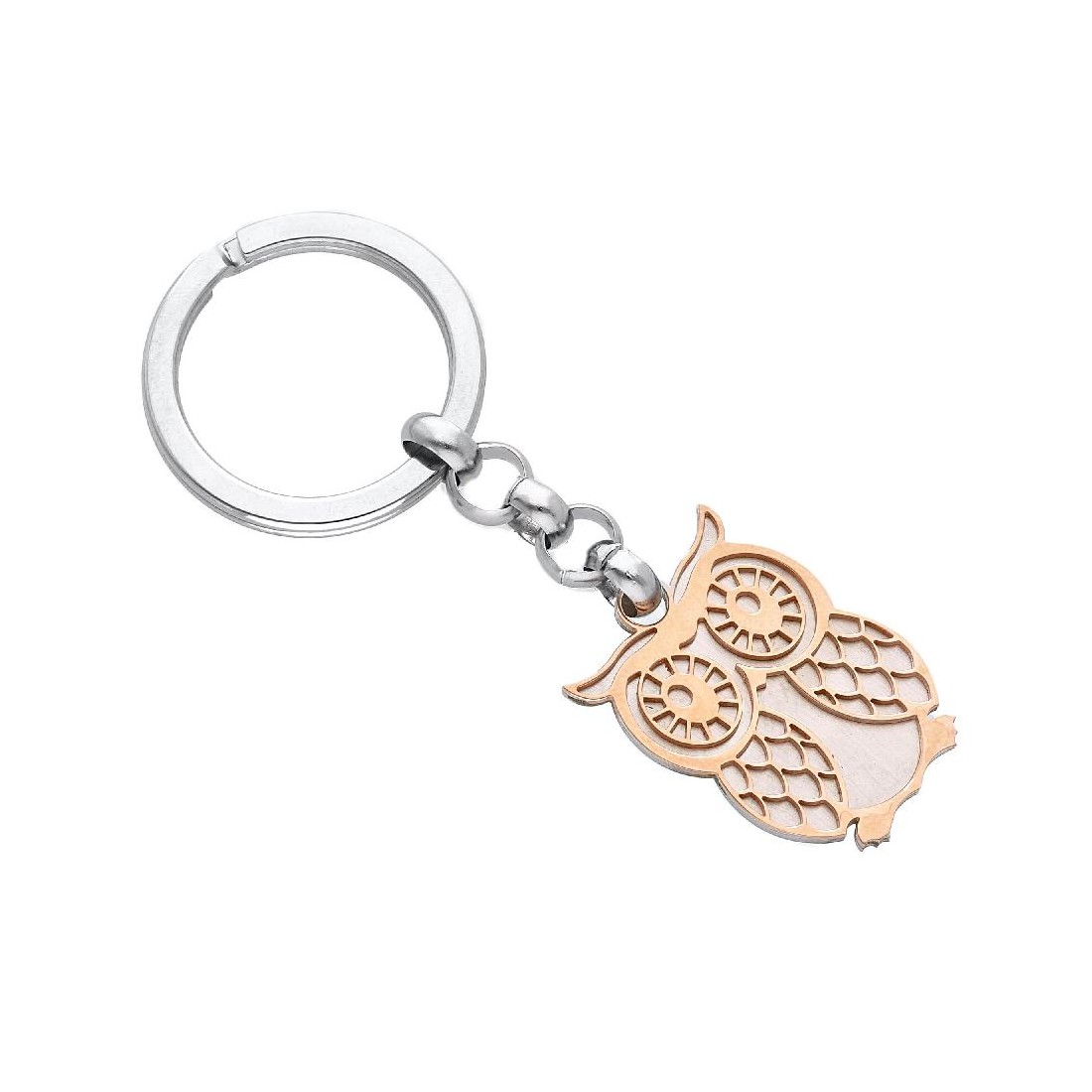 Portachiavi in acciaio con grufo rosa