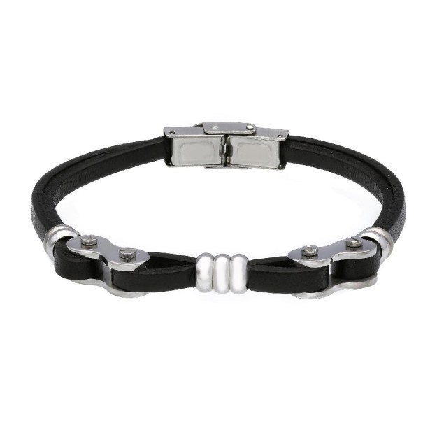 Bracciale in acciaio e pelle