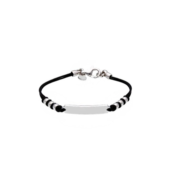 Bracciale targa con cordino in argento 925/ooo