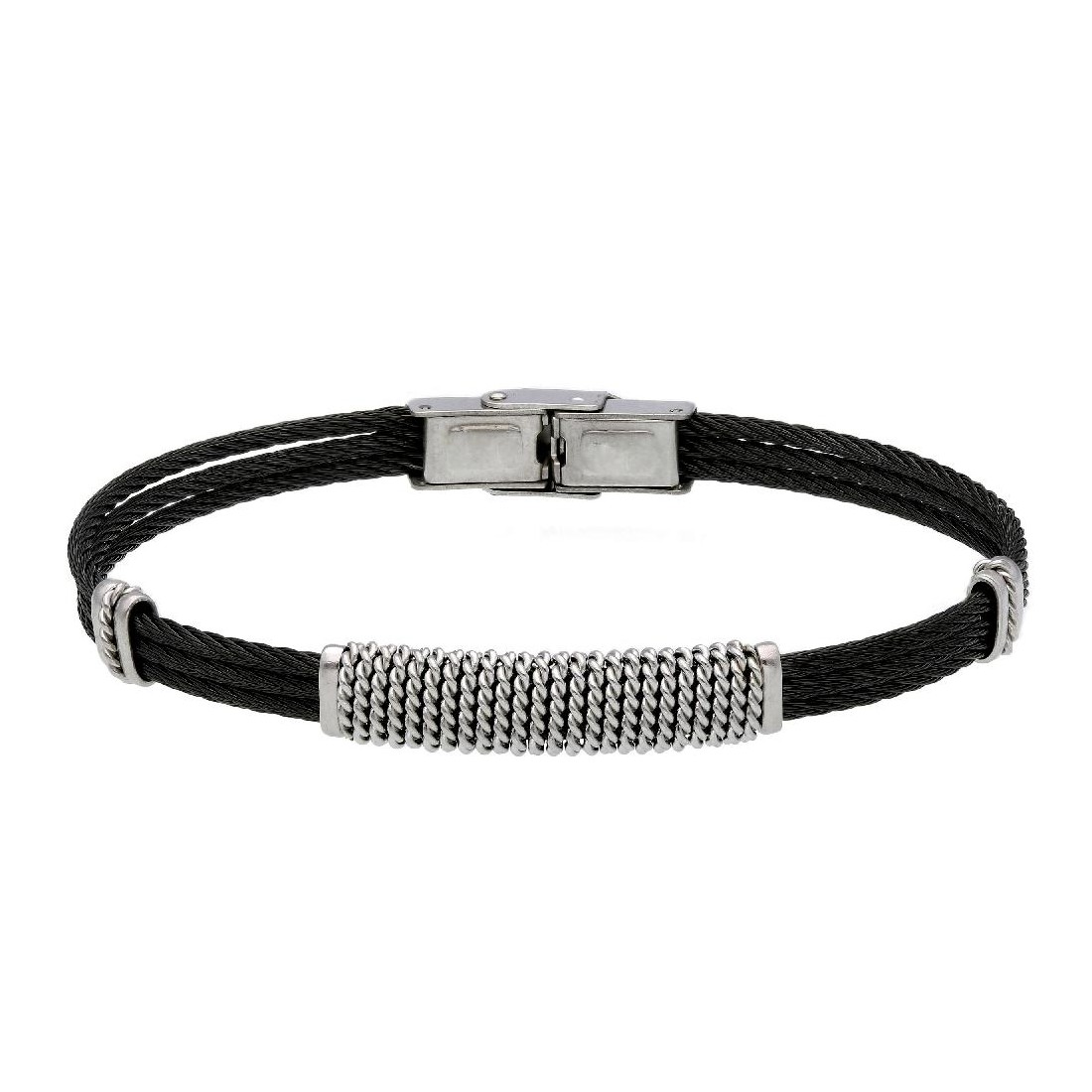 Bracciale in acciaio intrecciato con piastra