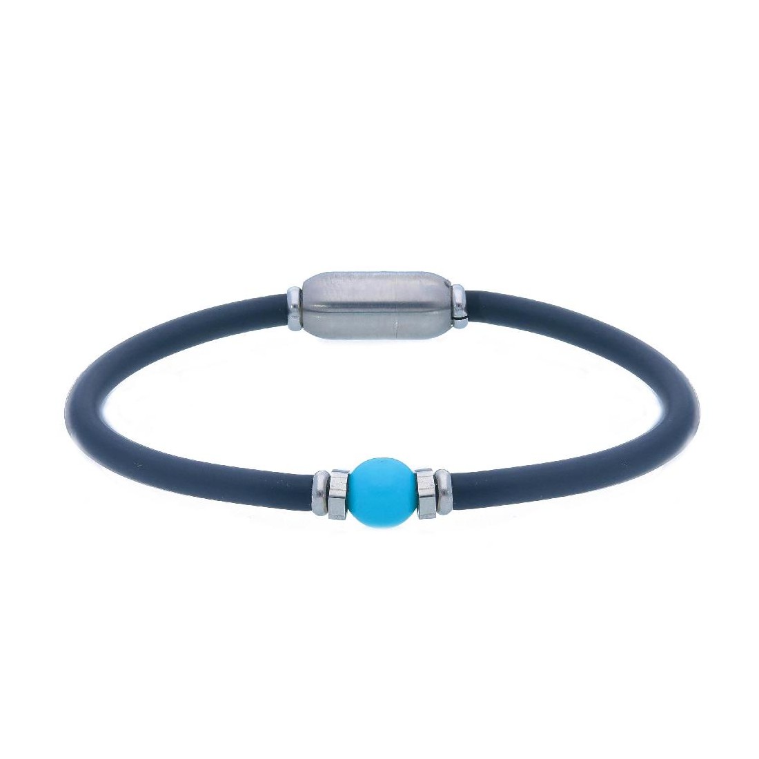 Bracciale in acciaio con caucciù e elementi