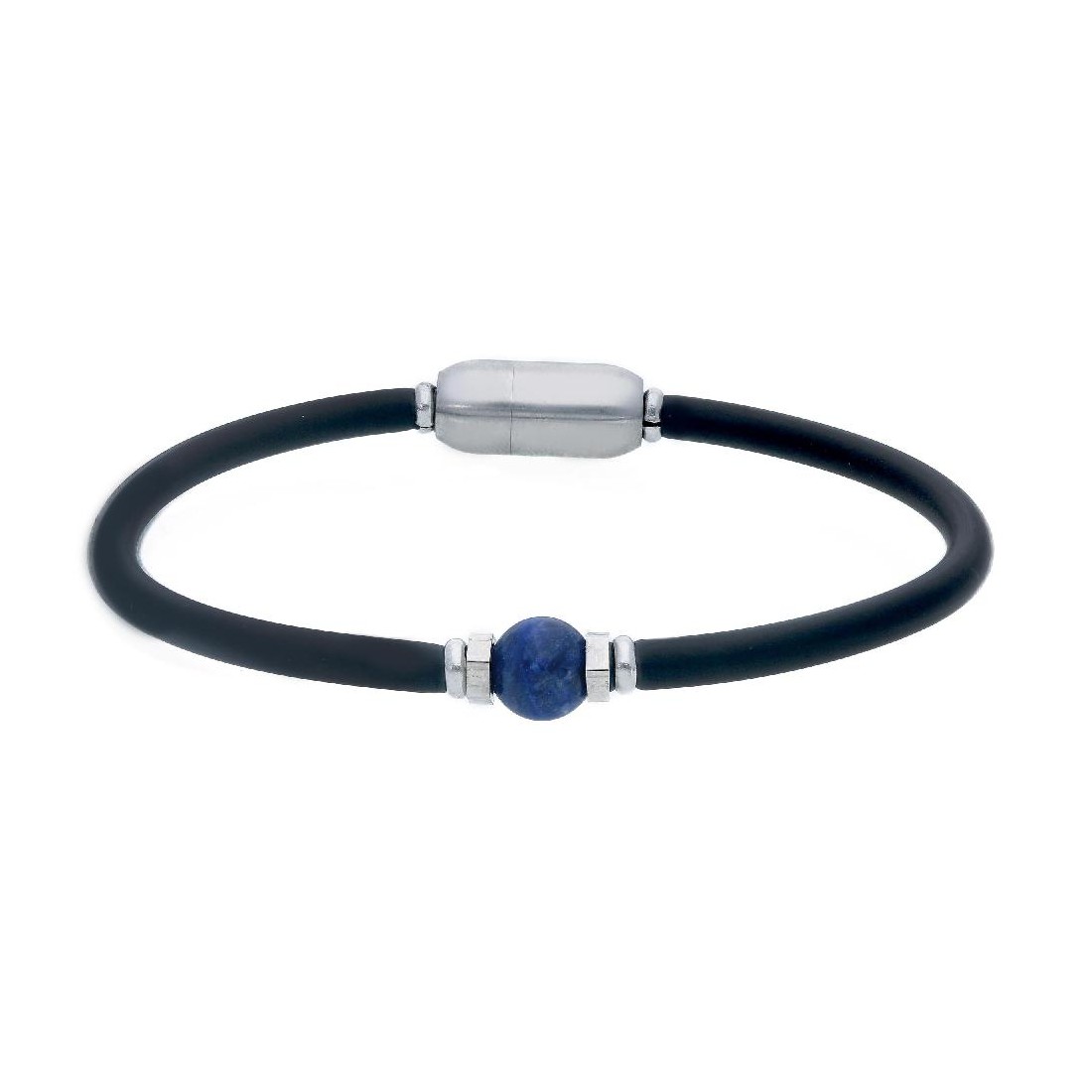 Bracciale in acciaio con caucciù e elementi