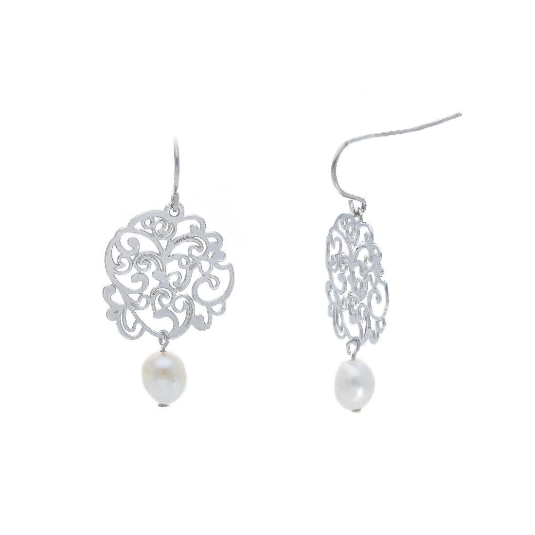 Orecchini in acciaio con perla