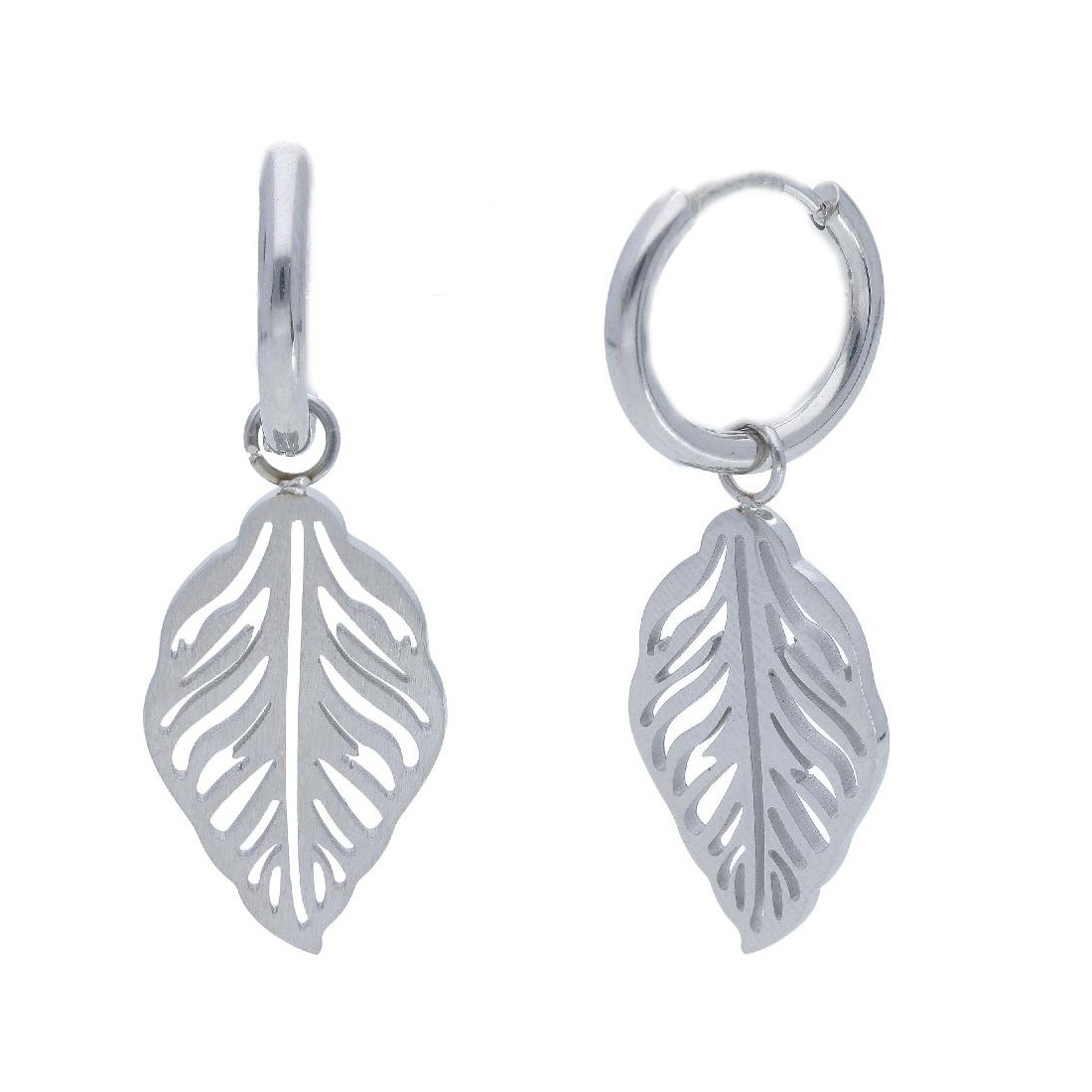 Orecchini in acciaio con foglia
