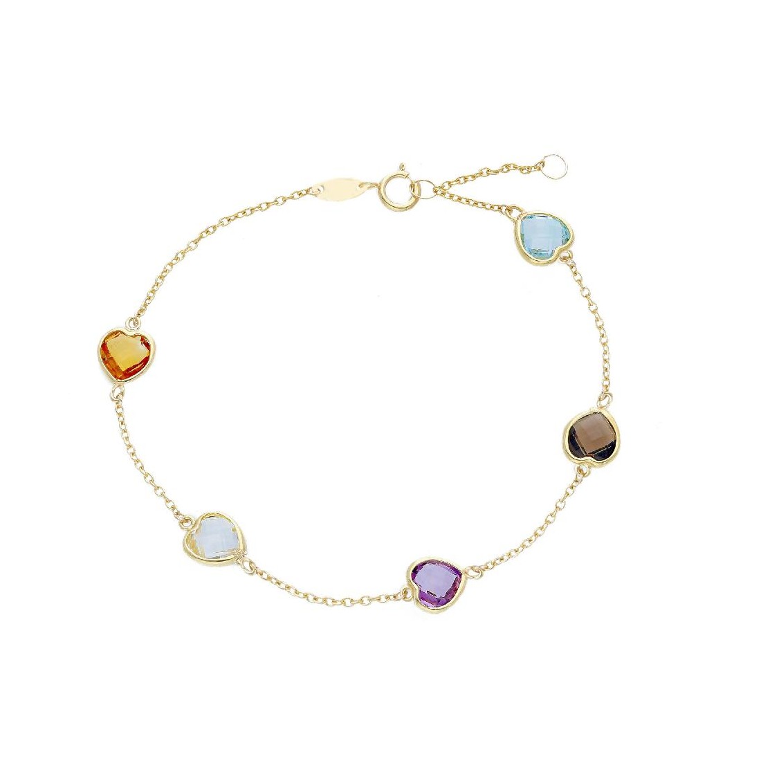Bracciale in oro giallo 375/°°° e pietre in multicolor