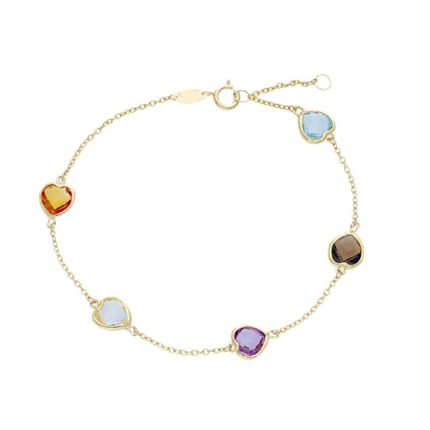 Bracciale in oro giallo 375/°°° e pietre in multicolor