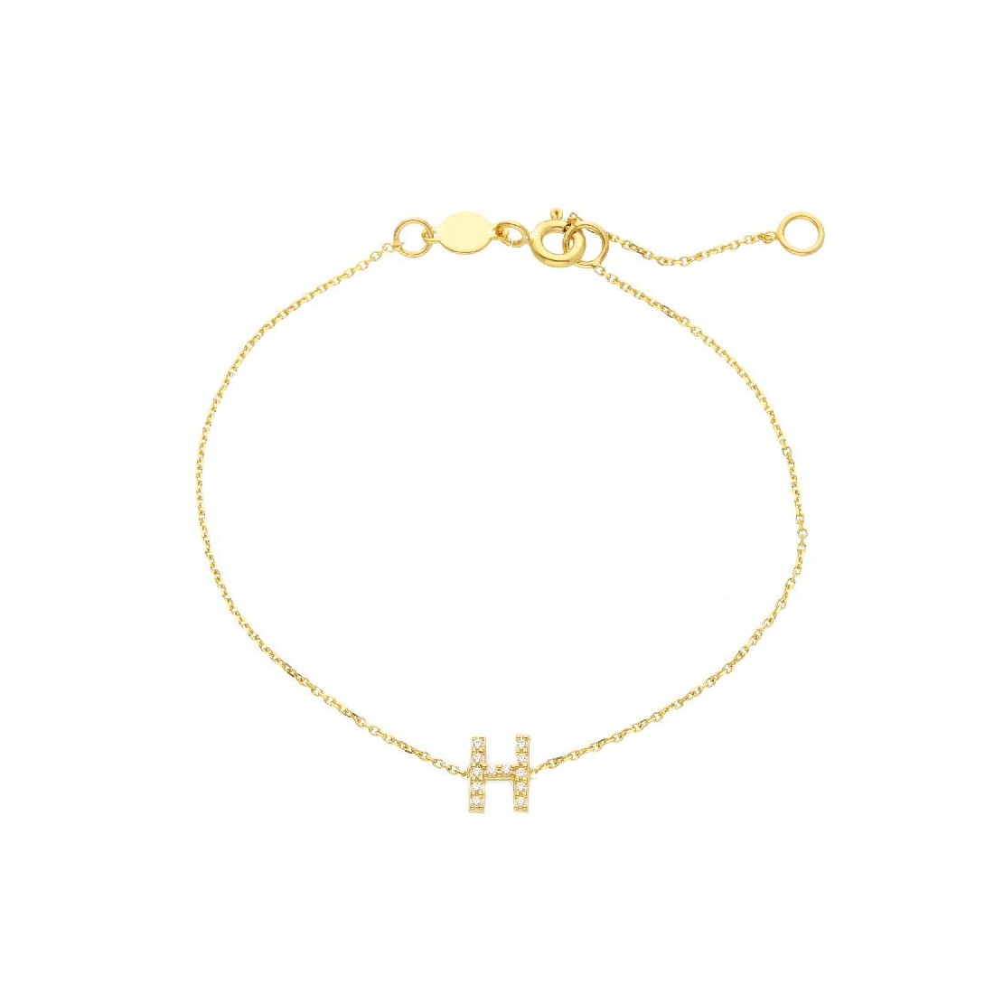 Bracciale in oro giallo 375/ooo e zirconia cubica con iniziale