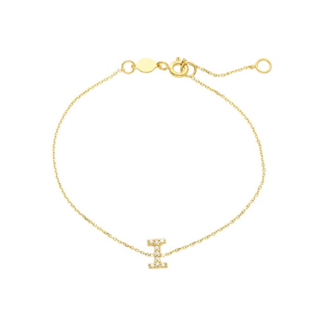 Bracciale in oro giallo 375/ooo e zirconia cubica con iniziale