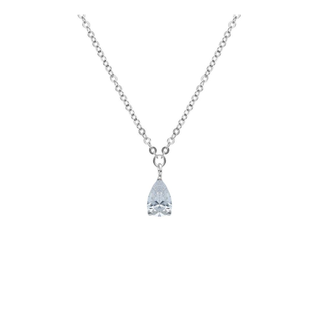 Girocollo in oro bianco 375/°°° e zirconia cubica con goccia