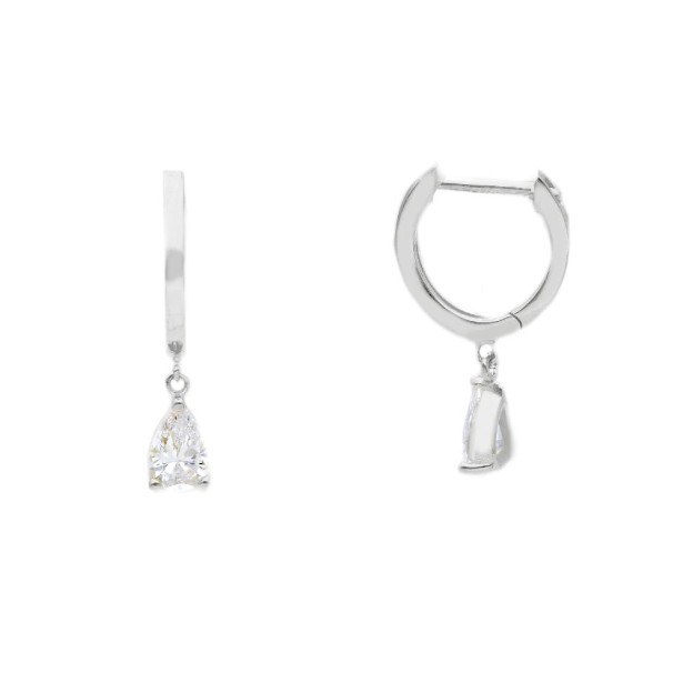 Orecchini scattino in oro bianco 375/°°° e zirconia cubica con goccia