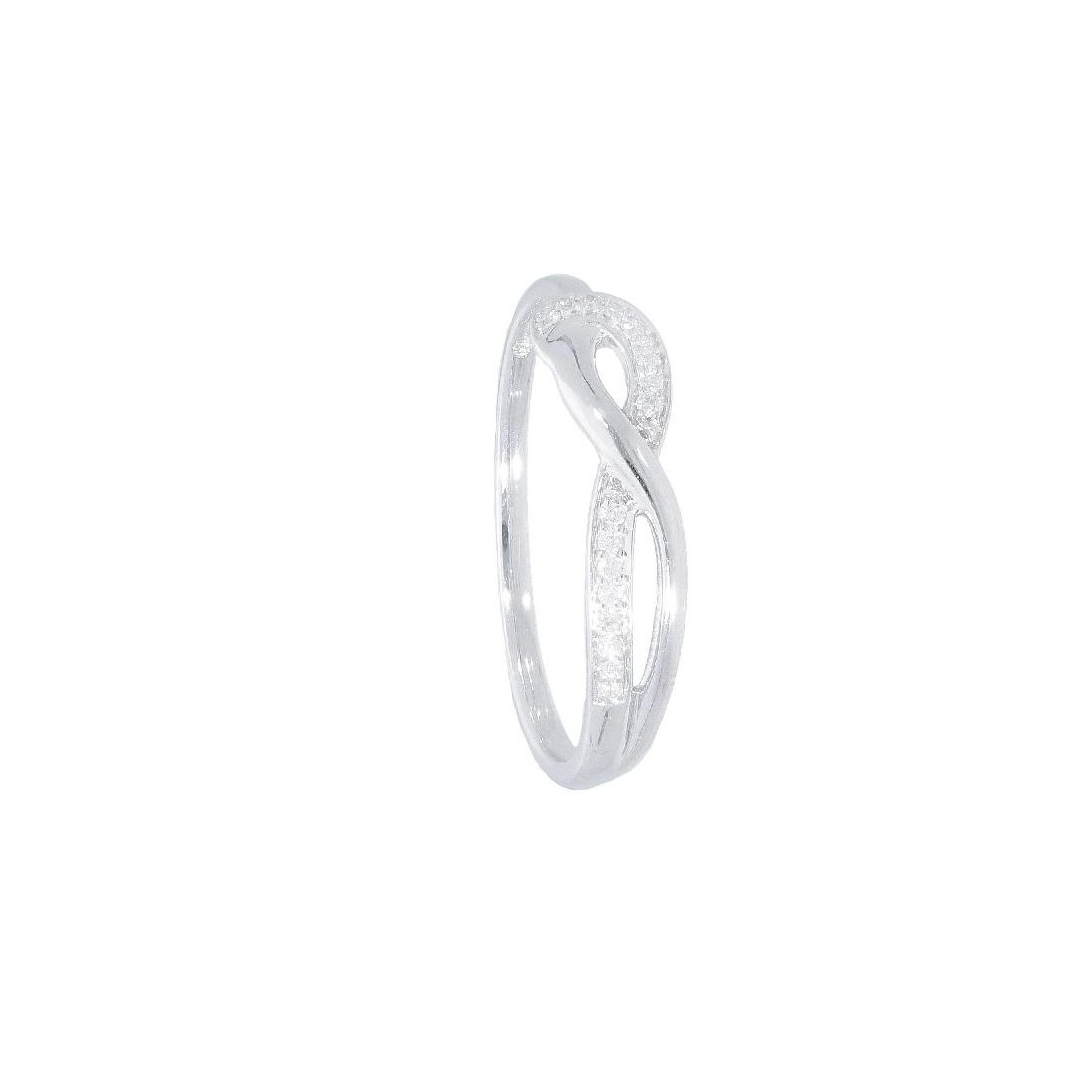 Anello in oro bianco 750/°°° e diamante con infinito