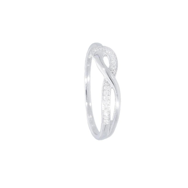 Anello in oro bianco 750/°°° e diamante con infinito