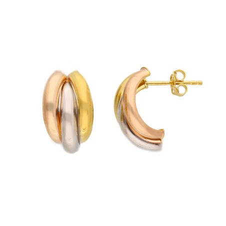 Orecchini lobo in oro tre colori 375/ooo