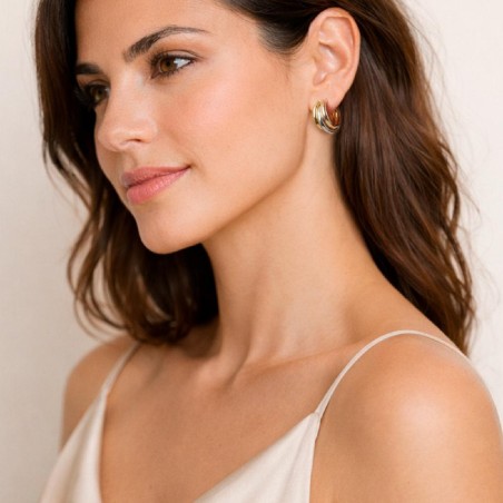 Orecchini lobo in oro tre colori 375/ooo