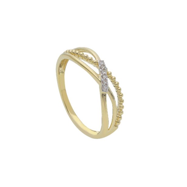 Anello in oro giallo 375/ooo con diamanti