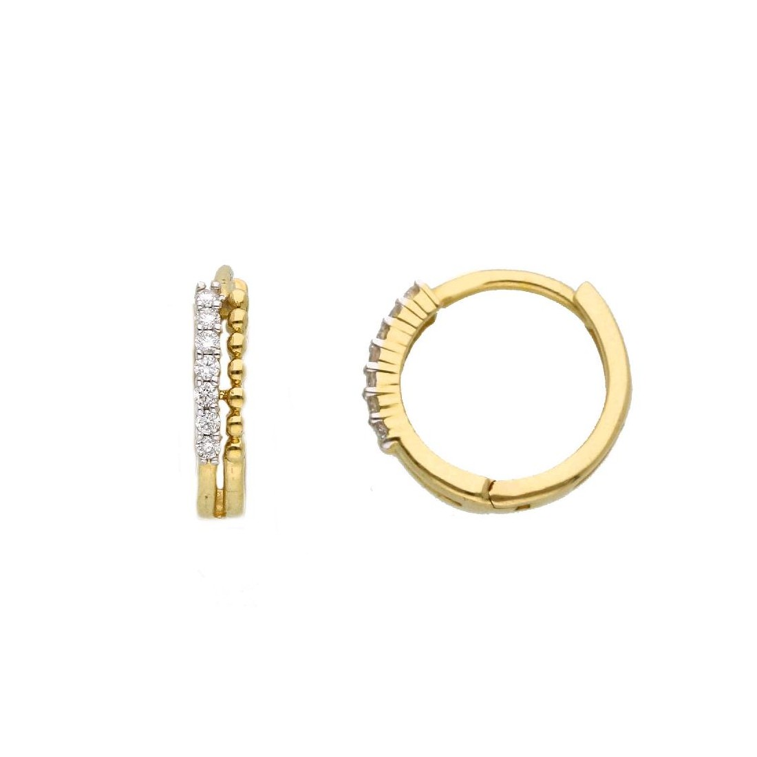 Orecchini cerchio in oro giallo 375/ooo con diamanti