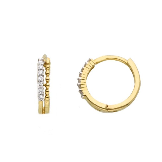 Orecchini cerchio in oro giallo 375/ooo con diamanti