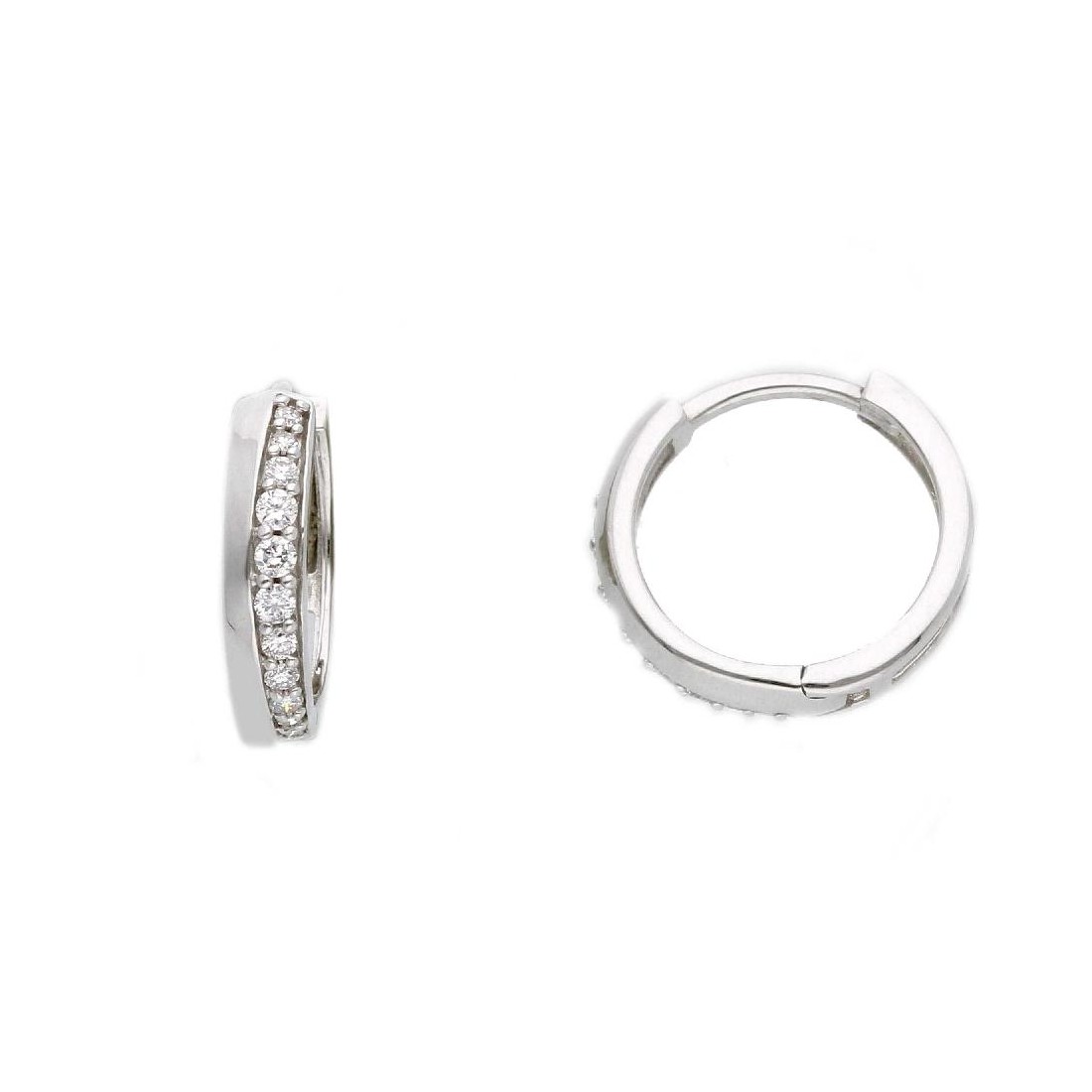Orecchini cerchio in oro bianco 375/ooo con diamanti