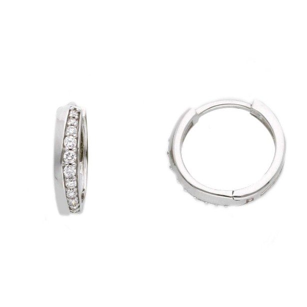 Orecchini cerchio in oro bianco 375/ooo con diamanti