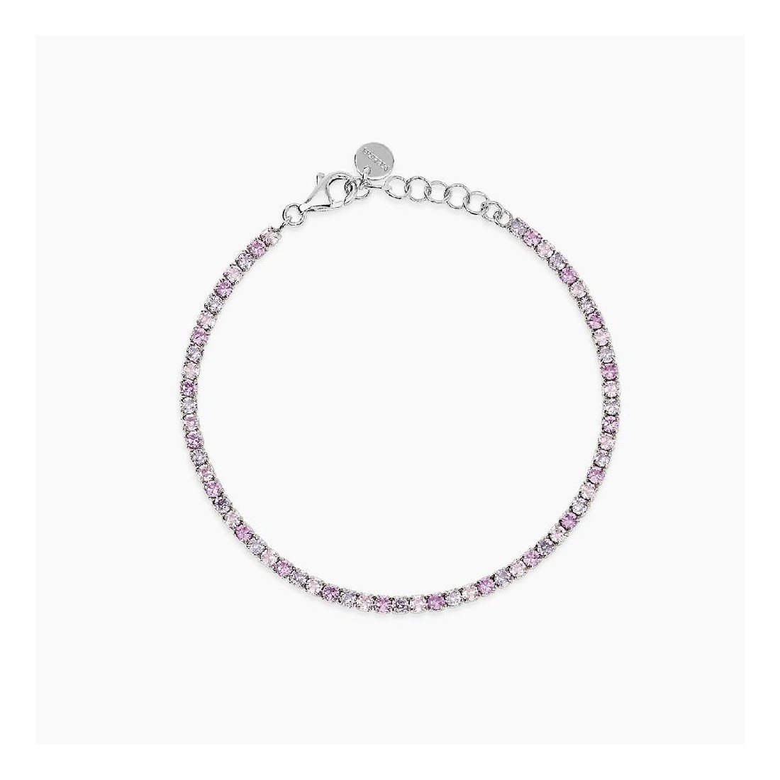 MABINA 534130 Bracciale tennis in argento 925/°°° rodiato con tormaline rosa sintetiche e zirconi multicolor