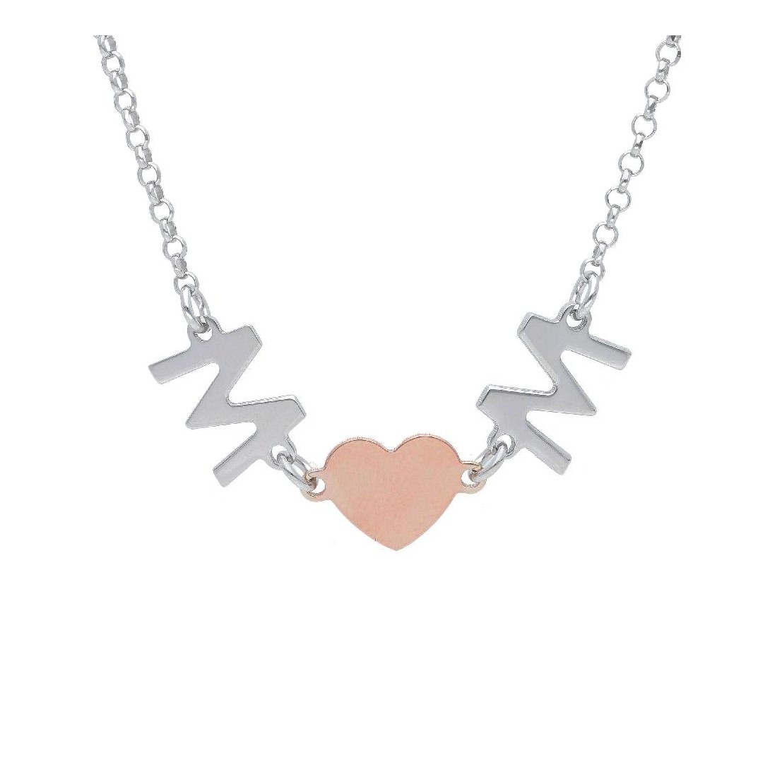 Girocollo in argento bicolore 925/ooo con cuore