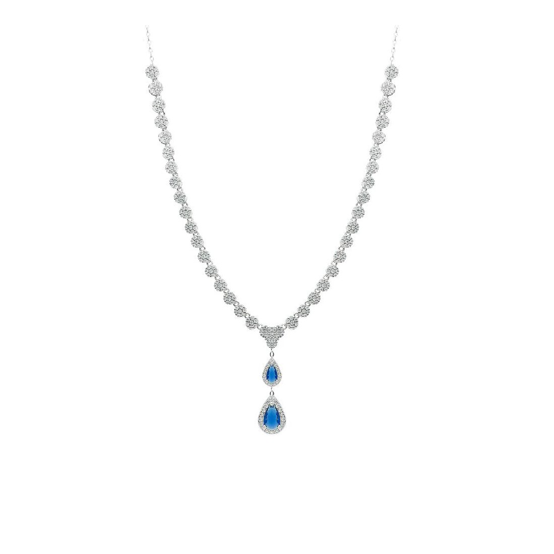 Girocollo tennis in argento 925/ooo zirconia cubica e cristallo artificiale con goccia