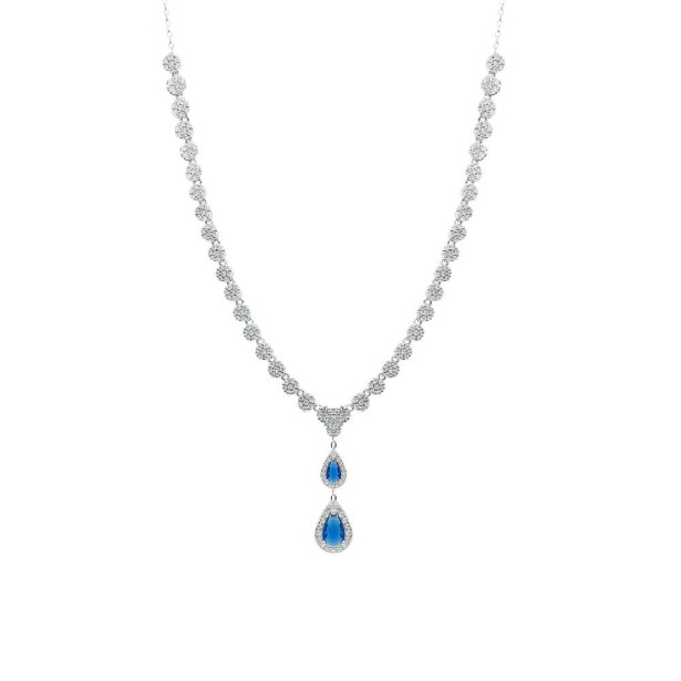 Girocollo tennis in argento 925/ooo zirconia cubica e cristallo artificiale con goccia