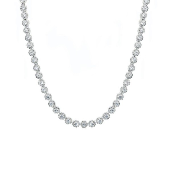 Girocollo in argento 925/ooo e zirconia cubica con fiori