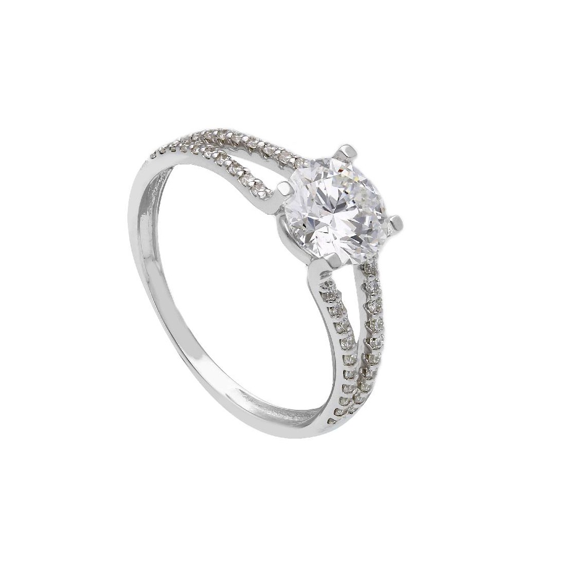Anello in oro bianco 375/ooo con diamante lab-grown