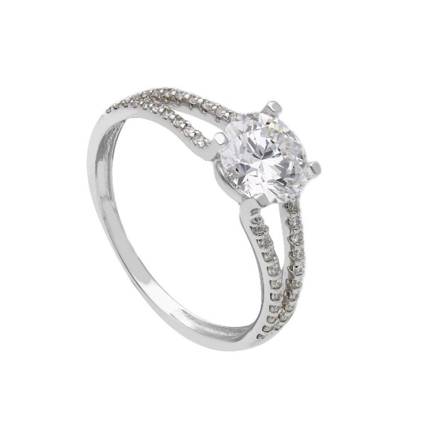 Anello in oro bianco 375/ooo con diamante lab-grown