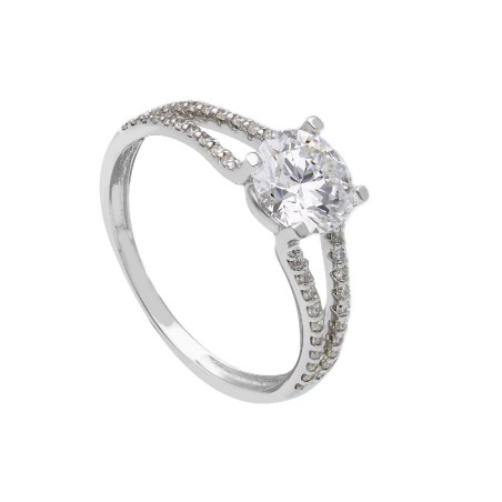 Anello in oro bianco 375/ooo con diamante lab-grown