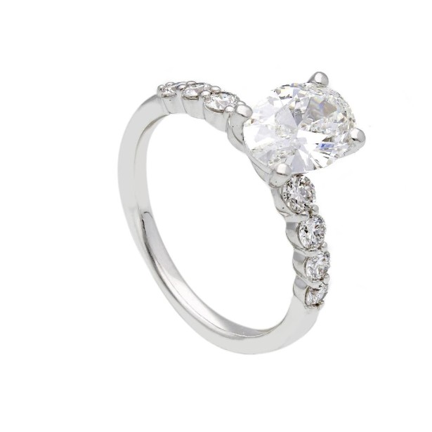 Anello in oro bianco 375/ooo con diamante lab-grown