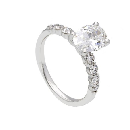 Anello in oro bianco 375/ooo con diamante lab-grown