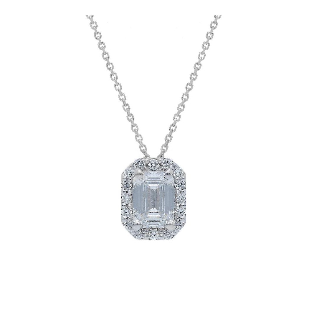 Girocollo in oro bianco 375/ooo con diamante lab-grown