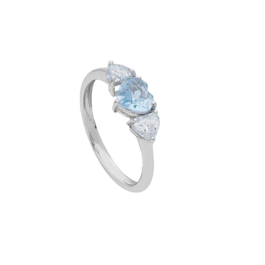 Anello in oro bianco 375/ooocon topazio azzurroe diamante lab-grown