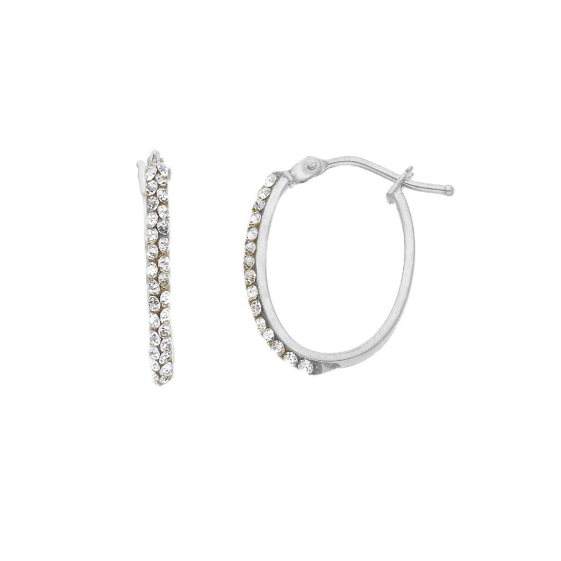 Orecchini cerchio in oro bianco 750/ooo e cristallo artificiale