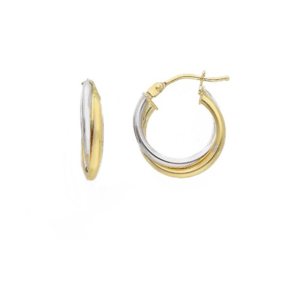 Orecchini cerchio in oro giallo e bianco 750/ooo