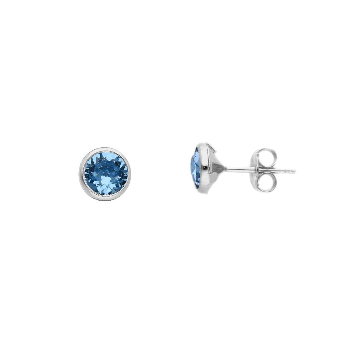 Orecchini punto luce in argento 925/ooo e cristallo artificiale azzurro
