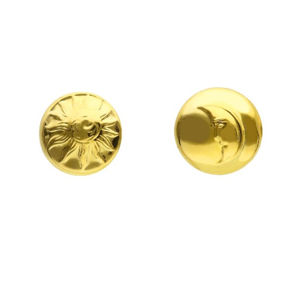 Orecchini lobo in argento dorato 925/ooo con sole e luna
