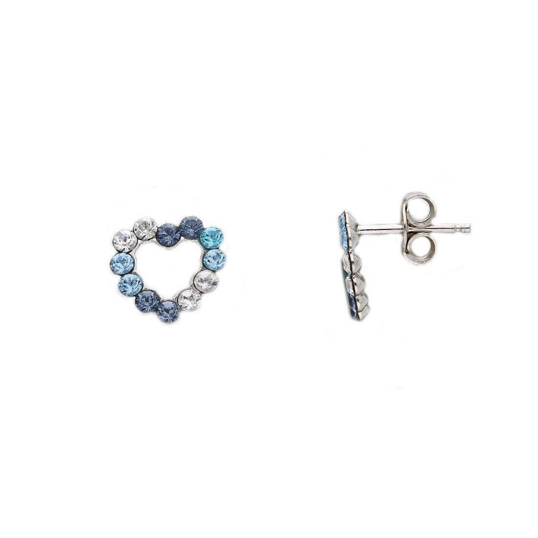 Orecchini lobo in argento 925/ooo e cristallo artificiale con cuore